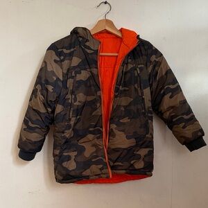 Kids Camouflage Jacket with Orange Lining